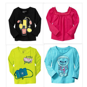 NWT Baby Gap Girls 4pc Tees Top Lot 4T